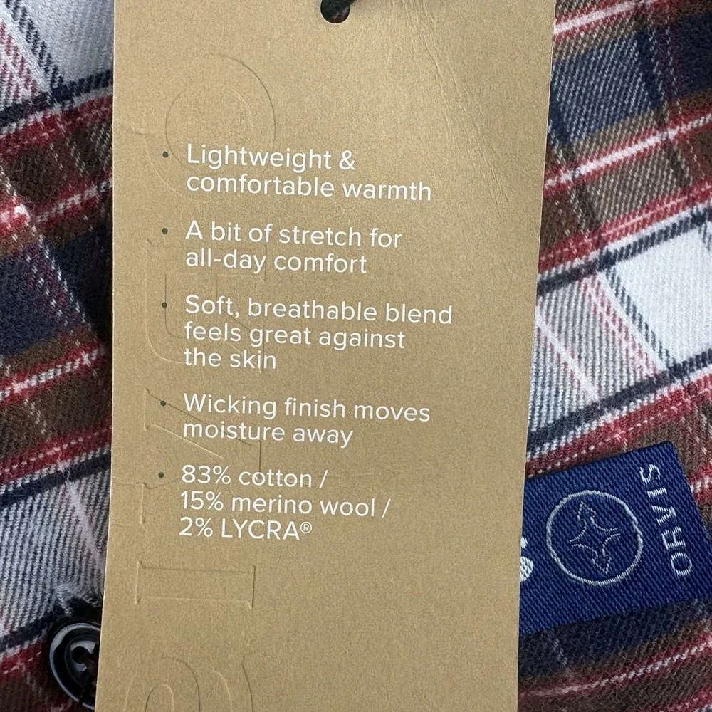 Orvis Cotton Merino Rust Plaid Flannel Shirt Performance Men's XL